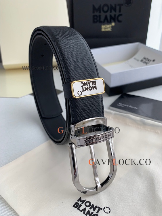 Copy Montblanc Oval Pin Buckle Belt Reversible Belt for Men